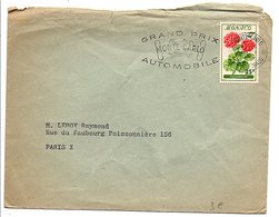 MONACO OBLITERATION MECANIQUE GRAND PRIX DE MONACO SUR LETTRE POUR LA FRANCE 1960 - Storia Postale