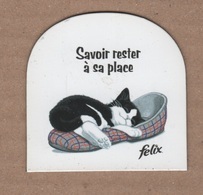 MAGNET PUBLICITAIRE CHAT FELIX - SAVOIR RESTER A SA PLACE - CHAT DORMANT DANS UNE PANTOUFLE / CHARENTAISE - Magnets