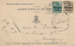 695/28 - Carte De Service TP Germania LANDEN 1917 - Censure Dito - Entete Administration Communale - [OC1/25] Gen. Gouv.