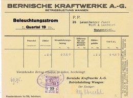 Rechnung BKW Bernische Kraftwerke AG, Mit Fiskalmarke, 1929 - Schweiz