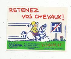 Autocollant , REAGIR 45 ,préfecture Du LOIRET , MRA ,Orleans ,retenez Vos Chevaux ! - Autocollants