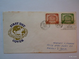 UNITED NATIONS - NATIONS UNIS FDC 1958 Human Rights Day. First Day Cover Sent To India.  SG 67-68 - Covers & Documents