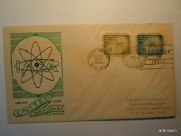 UNITED NATIONS - NATIONS UNIS FDC 1958 International Atomic Energy Agency. First Day Cover Sent To India.  SG 59-60 - Lettres & Documents