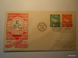 UNITED NATIONS - NATIONS UNIS FDC 1958 Economic And Social Council. First Day Cover Sent To India.  SG 65-66 - Cartas & Documentos