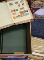 MISCELLANEOUS ACCUMULATION In Carton With World Collection Housed In Several Albums/folders, Stamps In Envelopes & Club  - Sonstige & Ohne Zuordnung