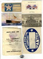 SHIPPING, NAVAL Etc. White Star Line SS Doric Passenger Printed Luggage Tags (4), Plan Of Cabin Accommodation, Two Passe - Non Classés