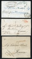 MEDITERRANEAN MAIL 1828-40 Two EL's From Tunis To Genoa By Named Captains With S/line Or Three Line VIA DI MARE Marks, T - Otros & Sin Clasificación