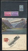 1908-15 PPC's Each Depicting Airships, Also Brazil 1931 2$ 500 Zeppelin M & Liechtenstein, 1936 Zeppelin Set M (Cat. £15 - Autres & Non Classés