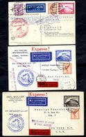 1929 First America Flight Card & Envelope To New York, Franked 2rm & 4rm Zeppelin Respectively; Also 1932 South America  - Andere & Zonder Classificatie