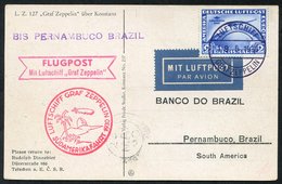 1930 South America Flight PPC Of LZ127 Over Lake Constanz, Franked 2rm South America Flight Mi.438, Tied On Board Cancel - Other & Unclassified