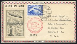 1930 South America Flight 2m Used On Illustrated Flown Cover To USA, Usual Red Cachet, B/stamped Sevilla. Stamp Alone Ca - Sonstige & Ohne Zuordnung