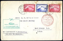 1931 Combined First South America & Rio Catapult Flight Envelope To USA, Franked 1rm (2) & 2rm Zeppelins Cancelled Berli - Sonstige & Ohne Zuordnung