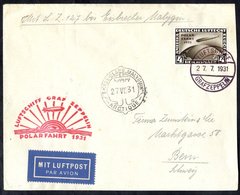 1931 Polar Flight Flown Cover Franked 4m Zeppelin, SG.471 (Cat. £1200) With On Board Cancel & Red Flight Cachet & Malyug - Other & Unclassified