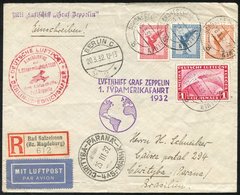 1932 First South America Flight Reg Cover From Shonebeck To Brazil Via Berlin Connecting Flight To Friedrichshafen With  - Otros & Sin Clasificación