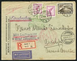 1932 Sixth South America Flight Registered Envelope To Brazil, Franked 15pf (2) Eagle Air + 4rm. Polar Flight Zeppelin C - Autres & Non Classés