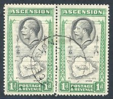 1934 1d Black & Emerald, VFU Horizontal Pair Incl. The 'teardrops' Flaw, SG.22a. (2) Cat. £180 - Sonstige & Ohne Zuordnung