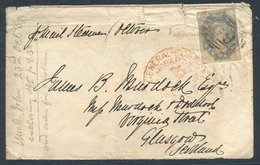 1860 Cover From Hobart To Glasgow Bearing 6d Grey Violet (SG.46) Touching To Large Margins, Tied Barred Oval Numeral '62 - Otros & Sin Clasificación