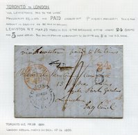 1850 Folded Letter To London From Toronto (MR 23) Endorsed 'Via Lewiston' With A Paid H/stamp(crossed Out), 4½ In Red In - Otros & Sin Clasificación