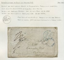 1850-57 Trans-Atlantic Mail - Three Entires & An Envelope 1850 Innerleithen To Galt With A Circular '1s/1½d Cy' H/stamp, - Autres & Non Classés