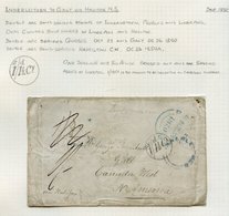 1850-57 Trans-Atlantic Mail - Three Entires & An Envelope 1850 Innerleithen To Galt With A Circular '1s/1½d Cy' H/stamp, - Other & Unclassified