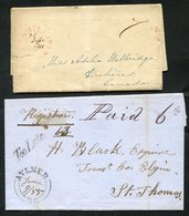 1853 Registered Entire To St. Thomas, U.C. Endorsed 'Paid 6d' That Has An AYLMER JUN.9.53 Circular Undated Town Cancel W - Other & Unclassified