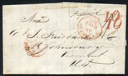 1854 Folded Letter To St. Johnsbury, Vermont, With A Crown Circle 'PAID AT QUEBEC L.C' H/stamp In Red & Quebec FE.15.185 - Sonstige & Ohne Zuordnung