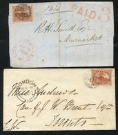 1854 Front Only From Stouffville (JA 2) To Newmarket With Large Margined 3d & 'PAID 3' H/stamp. Also 1857 Cover, London  - Otros & Sin Clasificación