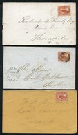 1854 Imperf 3d Beaver On Outer Wrapper From Montreal, Stamp Just Touched Lower Left Corner. Also Two Envelopes With The  - Otros & Sin Clasificación