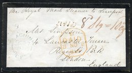 1856 Mourning Envelope Lachine (OC 27) To London Endorsed 'Per Royal Mail Steamer To Liverpool' With A 'PAID' H/stamp &  - Otros & Sin Clasificación