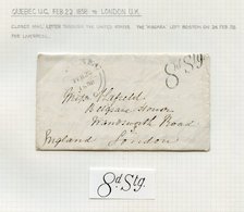 1857-58 '8d Stg' Letters (2) To England, 1857 Kingston To Aylesbury With 'PAID 8d Stg' H/stamp, And 1858 Quebec To Londo - Other & Unclassified