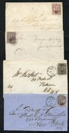 1859 10c (four Different Shades) On Cover, 1862 Blackish Brown, Stamp Trimmed At Right With Montreal Cancel, Plus Three  - Autres & Non Classés
