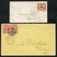 1860 Cover To Wrentham, Mass With A Pair Of 5c, Tied By 13 Barred Montreal JY 28 Duplex Cancel & An 1865 Small Ladies En - Autres & Non Classés