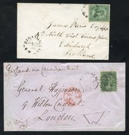 1863 & 1866 Covers To London & Edinburgh, Each With A 12½c, The 1863 Cover Has A Deep Yellow Green, Tied By A Montreal C - Autres & Non Classés