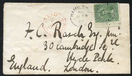 1864 Cover To London With A 12½c Tied By A Hamilton JY 26 Duplex Canceller. Paid London 10 AU Arrival Cancel Is On The C - Autres & Non Classés