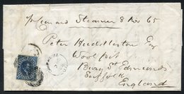1865 Folded Letter, Chippawa (2 NO) To Woolpit, England, With A 17c Tied By A Concentric Ring Cancel - Toronto NO 3, Bur - Autres & Non Classés