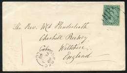 1868 Cover, Quebec (FE 1) To Calne, Wiltshire, England, With A 12½c Tied By A Barred Cancel. Chippenham FE 21 68 Arrival - Autres & Non Classés