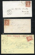 1869 Covers (3) Each With A Large Queen's 3c Incl. Mourning Cover, Orangeville To Lacolle, Halifax To Kentville & London - Autres & Non Classés