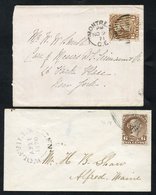 1870-71 Covers (2) With Large Queen's 6c, 1870 Wolfville (AP 11) To Alfred, Maine, And An 1871 Cover, Montreal (NO 9) To - Autres & Non Classés