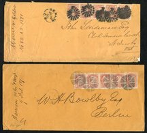 1870-72 Pair Of Covers, Each With A Strip Of Five 3c Small Queens, The 1870 With Berlin Cork Cancels, 1872 With Toronto  - Sonstige & Ohne Zuordnung