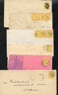 1882-98 Small Queen's Envelopes, All Franked With The 1c, Two Have Either Strip Of Three Or Three Singles. Mixed Conditi - Autres & Non Classés