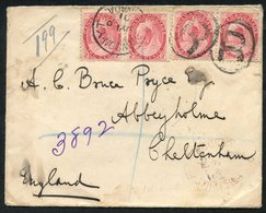 1901 Yukon Territory Registered Cover To Cheltenham, England, With Four Booklet Pane 2c, Cancelled Dawson Y.T JY.10.01 A - Sonstige & Ohne Zuordnung