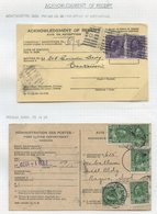 1923-35 Acknowledgement Of Receipt (A.R) Cards, All With Vals Paying A 10c Rate (7 Cards), Also A 1992 Card Attached To  - Autres & Non Classés