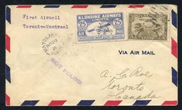 1928 Airmail Cover With 5c Air & 25c Klondike Airways Stamp (CL45), Cancelled Mayo Landing NOV.29.28. Uncommon On Cover. - Autres & Non Classés