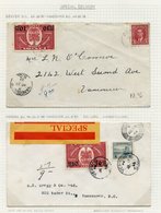 1939 10c On 20c Special Delivery Stamp. A Small Collection On Pages, With Covers Or Cards (9), Each With This Surcharged - Autres & Non Classés