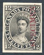 1851-64 12d Black Plate Proof On India Paper On Card, Ovpt SPECIMEN (vertical) In Carmine, Scott 3pi, Cat $2,500. Fine & - Autres & Non Classés