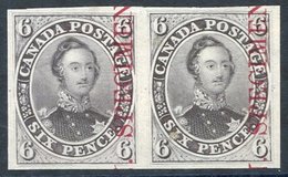1851-64 6d Plate Proof On India Paper, Horizontal Pair In Lilac, Ovpt SPECIMEN (vertical) In Carmine, Large Margins. Ver - Sonstige & Ohne Zuordnung