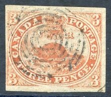 1851 Laid Paper 3d Red, Good To Large Margins, Fine Target Cancel, SG.1, Cat. £1,100. Scott 1, Green Cert. 2018. (1) - Sonstige & Ohne Zuordnung