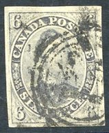 1852-57 Thick Hard Paper 6d Grey Violet, Four Large Margins, Small Light Thin Upper Right Side, FU With Three Ring Numer - Autres & Non Classés