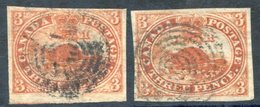 1852-57 Thin Brittle Wove Paper, 3d Brown-red, Two Shades With Target Cancellations One With Tiny Thin, One Fine. SG.8.  - Sonstige & Ohne Zuordnung