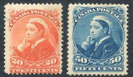 1893 20c Vermilion & 50c Blue, Fresh M, SG.115/6. Cat. £525 (2) - Sonstige & Ohne Zuordnung